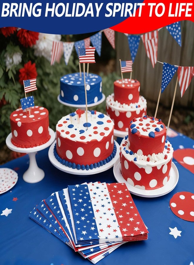 Merriva 50 Count Red White Blue Star Paper Napkins, Patriotic Disposable Cocktail Beverage Napkins for 4th of July, Memorial Day, Veterans Day, Labor Day, and American Flag Party Decorations - Image 4